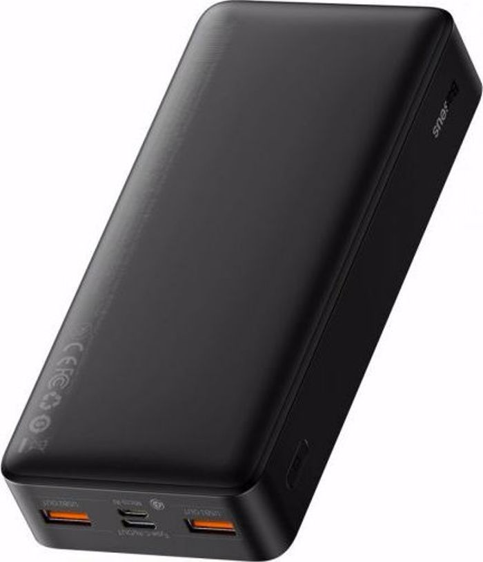 Baseus Bipow Power Bank 20000mAh 20W me 2 Thures USB-A kai Thura USB-C Mavro