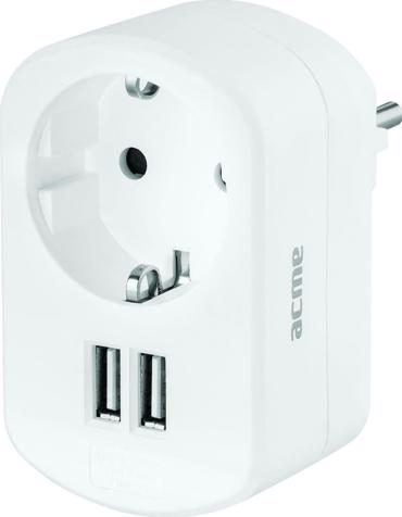 Acme Φορτιστής Χωρίς Καλώδιο με 2 Θύρες USB-A Λευκός (CH20)