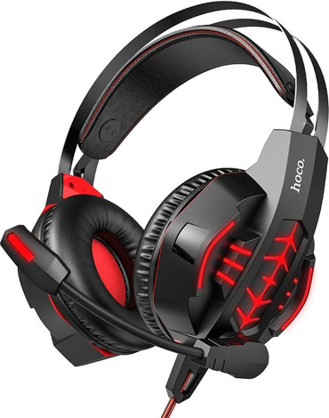 Hoco W102 Cool Tour Over Ear Gaming Headset με σύνδεση 3.5mm / USB Κόκκινο