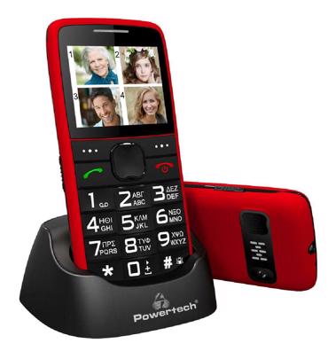 Powertech Sentry Eco Dual SIM Κινητό με Μεγάλα Κουμπιά (Ελληνικό Μενού) Κόκκινο