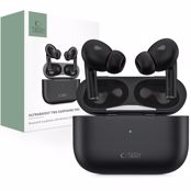 Tech-Protect Ultraboost Pro In-ear Bluetooth Handsfree Akoustika me Thiki Fortisis Mavra
