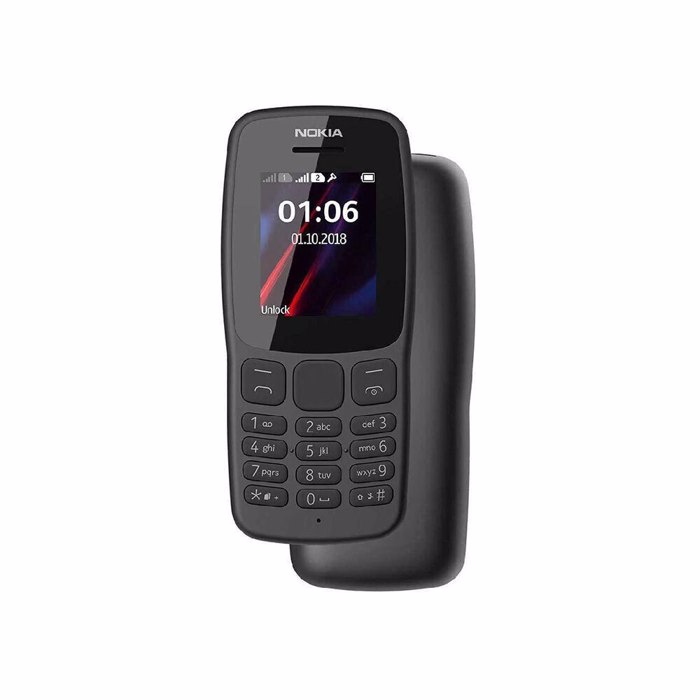 Nokia 106 (2018) Dual SIM Kinito me Koumpia (Angliko) Mavro 