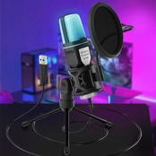 OEM Microphone USB SF-666R  RGB Microfone Condensador Wire Gaming Mic for Podcast Recording Studio Streaming Laptop Desktop PC 